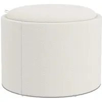 OKWISH Voetenbankje Met Opbergruimte – Rond 56 x 42 cm – Gestoffeerde Stof In Cremewit – Met Klapdeksel Voor Woonkamer, Hal Of Slaapkamer