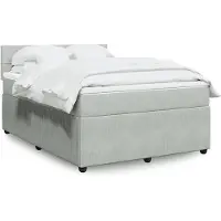 vidaXL Boxspring met matras fluweel lichtgrijs 140x200 cm