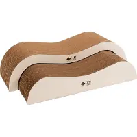 D&D Home I LOVE Happy Cats Archie Krablounge - Krabplank van Karton met Ligplek - Alternatief voor Krabpaal - 75x18,5x25cm - Beige