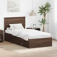 vidaXL Bedframe, bruine eik en zilver, 75 x 190 cm, houtvezel