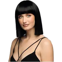 Boland - Pruik Djamilla brilliant black Zwart - Steil - Halflang - Vrouwen - Showgirl - Premium Quality - Stijlbaar - Verstelbaar - Wasbaar - Cosplay - Carnaval - Themafeest - Theater