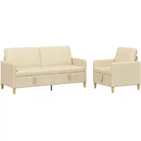 vidaXL Sofa Set Met Opslag 2 st Crèmekleurig Polyester