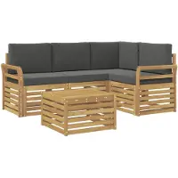 vidaXL Tuinset met 5 zitplaatsen, wit en antraciet, polyester