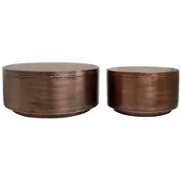 Ptmd Salontafel Georgy - 80x80x35 cm - Ijzer - Koper - Set van 2