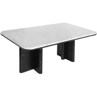 Vente-unique Salontafel van marmer met essen fineer - Wit en zwart - ZANESKA