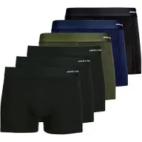 Jack & Jones Heren boxershorts trunks effen jacbasic bamboe 6-pack groen/blauw/zwart
