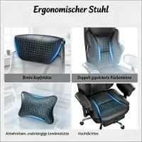 STILVORA Bureaustoel 77 x 71 x 118-125,5 cm - Ergonomisch Verstelbaar - Voor Kantoor En Thuis - Metaal Polyurethaan - Zwart