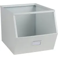 Urban Living Stapelbare opbergmand Open Metal Box - L23 x B32 x H21 cm - metaal - wit - Opbergmanden