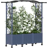 vidaXL Verhoogde tuinbed met klimrek en dak, grijs, 164 x 40 x 144 cm, PP