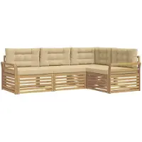 vidaXL Buiten bank set 4 st Wit en Beige Polyester