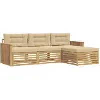 vidaXL Tuinset met 4 zitplaatsen, wit en beige