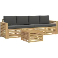 vidaXL Tuinset met 5 zitplaatsen, wit en antraciet, polyester
