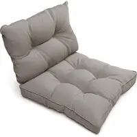 Beautissu Set Loungekussen Outdoor – Zitkussen 60x60 cm & rugkussen 60x40 cm – Weerbestendig Vlekwerend Kussens voor Tuinmeubelen voor Tuinmeubelen Loungekussens Outdoor Zitkussens Lichtgrijs