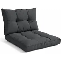 Beautissu XLuna - Lounge Kussen Set met Zitkussen 70x70 cm & Rugkussen 70x40 cm Antracite Comfortabel Tuinkussen voor Tuinstoelen Rotan Stoelen Tuinmeubelen en Fauteuils Loungekussens Outdoor