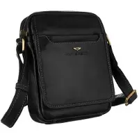 Peterson Heren Crossbody Tas - Zwart Leer