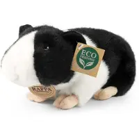 Rappa ECO knuffel cavia 22 cm - realistische knuffel van recyclede PET flessen - zwart wit