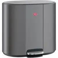 Wesco Multicollector 3 Prullenbak Afvalscheiding (1x25 Liter, 2x12 Liter) | 49 Liter | Metaal - Mat grafiet | Pedaalemmer met Soft Close en Geurfilter
