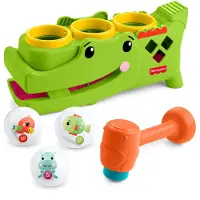 Fisher-Price Zit en Tik Rolligator - Babyspeelgoed met tikactiviteit en kruipend spelen - 3 ballen en hamer