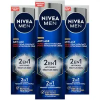 Nivea MEN Anti-Age 2in1 Power Hydraterende Crème Gezicht - Dagcrème - Moisturizer - Normale en rijpere huid - SPF 30 - Met hyaluronzuur en Luminous630 - 3x50 ml - Voordeelverpakking