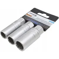 Asta Bougie Dopsleutel set - Bougiedop maten 14mm - 16mm - 18mm - 12 kant - 3/8 - 3 delige doppen set