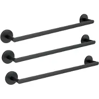Auralum Max 3PCS Handdoekrek Zwart - Handdoekrek - Wandmontage Handdoekhouder - Zonder Boren / Zelfklevend - Handdoekstang - Badkamer Rek voor Handdoeken