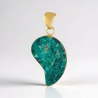 Cavill - Zilveren hanger 925 sterlingzilver verguld - 14,75 ct groene dioptaas fancy slijpsel - modern asymmetrisch design - sieraden Kazachstan