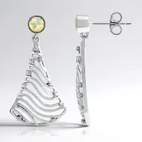 Cavill - 925 Sterling Zilver Geplateerde Zilveren Oorbellen - 0.238 ct Welo-opalen & 0.261 ct Cambodjaanse Zirkon - Modern Golfdesign 30 mm