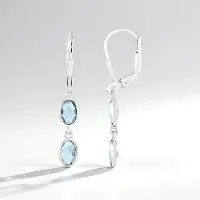 Cavill - Zilveren Oorbellen met 1,98 ct Hemelblauwe Topaas - 925 Sterling Zilver - Platina Afwerking - Ovale Dambordslijpsel - Elegante Dames Sieraden