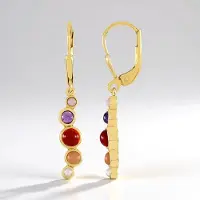 Cavill - Zilveren Oorbellen - 925 Sterling Zilver - 0,54 ct Carneool & Perzik Maansteen - Ronde Cabochon Edelstenen - Elegante Dames Sieraden