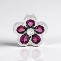Cavill - Bloemenhanger 925 Sterling Zilver Platina Laag - 1,647 ct Druppel Rhodoliet & 0,052 ct Witte Topaas - Elegante Sieraden India
