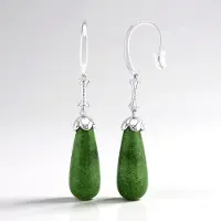 Cavill - 925 Sterling Zilver Oorbellen - Groene Kwarts 0.42 ct - Druppelvorm - Gerhodineerd - Chique Dames Sieraden 55 mm