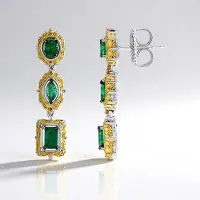 Cavill - 925 Sterling Zilver Palladium Oorbellen - Zambia Smaragd 0,97 ct - Elegante Groene Edelsteen Oorbellen - Luxe Dames Sieraden