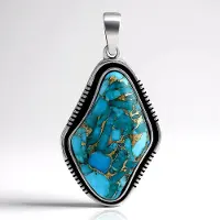 Cavill - Zilveren hanger met 9,635 ct blauwe Mohave koper turkoois - 925 sterlingzilver - Fancy cabochon edelsteen - Uniek handgemaakt sieraad