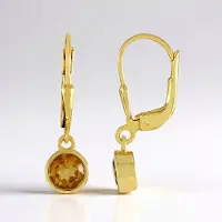 Cavill - Citrien Oorbellen - 925 Sterling Zilver Verguld - Braziliaanse Citrien 0,86 ct - Ronde Bezel Zetting - Lichtgewicht Elegante Sieraden 24mm