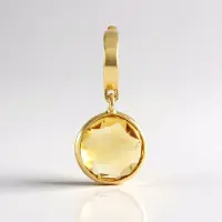 Cavill - 925 Sterling Zilver Hanger - 1,8 ct Braziliaanse Citrien - Goud Verguld - Rond Dambord Geslepen Steen - Elegante Kettinghanger