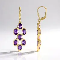 Cavill - Zilveren Oorbellen 925 Sterling Zilver Verguld - 6,3 Karaat Braziliaanse Ovale Amethisten - Elegante Stijlvolle Dames Sieraden