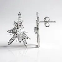 Cavill - Elegante Bloemvormige Oorknoppen - 925 Sterling Zilver met Platina Coating - Cambodjaanse Zirkonia 1,167 ct - Luxe Pavé Design Oorbellen