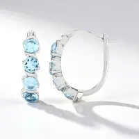 Cavill - 925 Sterling Zilver Oorbellen - Hemelsblauwe Topaas 2,73 ct Rond Geslepen - Platina Afwerking - Elegante Braziliaanse Sieraden