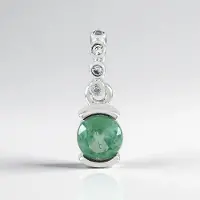 Cavill - Zilveren Hanger met Mint Kyaniet Munt 0,556 Ct & Zirkonen 0,027 Ct - 925 Sterling Zilver Rond Bezel - Handgemaakt Elegante Sieraden Dames