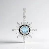 Cavill - Zilveren Hanger Platina gecoat - 0,913 ct Hemelsblauwe Topaas Rond - 1,185 ct Topaas Sieraad Dames Elegant Rond
