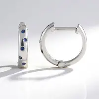 Cavill - Elegante Zilveren Oorbellen - 925 Sterling Zilver Platina Geplateerd - Blauwe Ceylon Saffier Rond 0,199 Ct - Ronde Saffier Oorbellen Dames