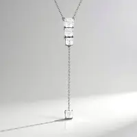 Cavill - Elegante Halsketting 925 Sterling Zilver met Platina - 4,485 ct Cambodjaanse Zirkonia - Achthoekige Asscher Slijpvorm - Dames Sieraad