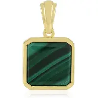 Cavill - Zilveren hanger met 6,029 ct Malachiet uit DR Congo - 925 Sterling Zilver Verguld - Antieke kussenslijpvorm - Elegant groen sieraad