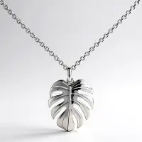 Cavill - 925 Sterling Zilver Ketting - Gerhodineerd - Monstera Blad Hanger - Elegante Tropische Sieraden - Unisex Verstelbaar 45 cm