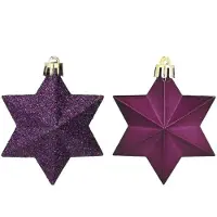 Décoris Kerstballen set | | 12 stuks (Ster, Paars)