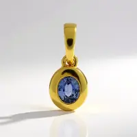 Cavill - 0,407 ct Blauwe Ceylon Saffier Hanger - 925 Sterling Zilver Verguld - Ovaal Slijpsel - Elegante Dames Sieraad - 16x7 mm