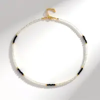 Cavill - Elegante Dames Halsketting - 925 Sterling Zilver - Zwart & Regenboog Spinel 6,6 ct & Maansteen 39,3 ct - Verstelbaar - Gouden Hematiet Accent