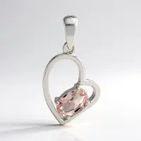 Cavill - Elegante Hartvormige Hanger 925 Sterling Zilver Gerhodineerd - 0,4 ct Ovale Morganiet uit Mozambique - Prachtige Morganiet Sieraden