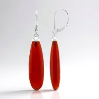 Cavill - Zilveren oorbellen - 925 Sterling Zilver met Platina Coating - 25.59 Ct Carneool - Fancy Slijpsel - Stijlvolle Rode Edels