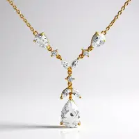 Cavill - Zilveren Halsketting - 925 Sterling Zilver Verguld - Witte Topaas 5,329 ct - Peervormige & Marquise Ketting - Elegante Sieraden Dames